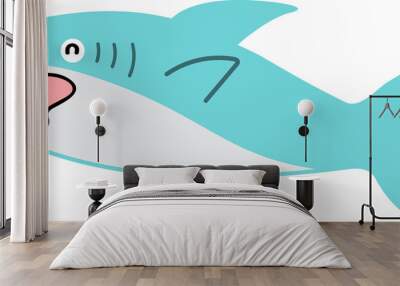 cute shark cartoon art, sea animal Wall mural