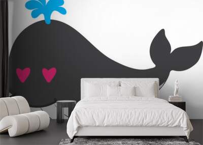 cute whale cartoon, sea animal Wall mural