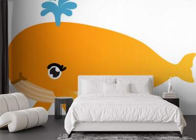 cute whale cartoon, sea animal Wall mural