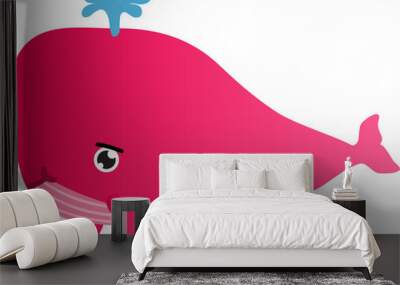 cute whale cartoon, sea animal Wall mural