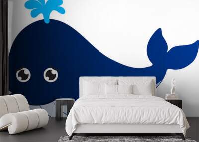 cute whale cartoon, sea animal Wall mural