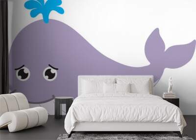 cute whale cartoon, sea animal Wall mural