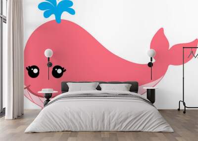 cute whale cartoon, sea animal Wall mural