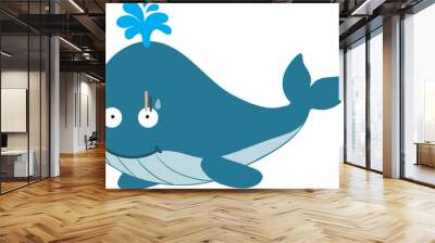 cute whale cartoon, sea animal Wall mural