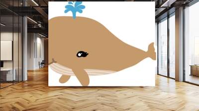 cute whale cartoon, sea animal Wall mural