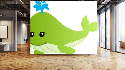 cute whale cartoon, sea animal Wall mural