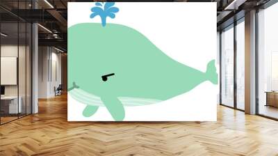 cute whale cartoon, sea animal Wall mural