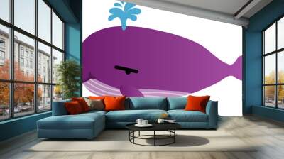 cute whale cartoon, sea animal Wall mural