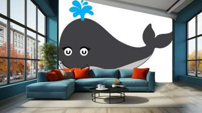 cute whale cartoon, sea animal Wall mural