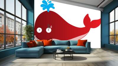 cute whale cartoon, sea animal Wall mural