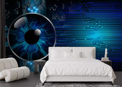 eye cyber circuit future technology concept background Wall mural