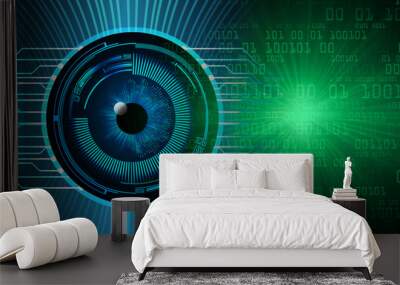 eye cyber circuit future technology concept background Wall mural