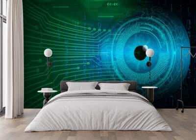 eye cyber circuit future technology concept background Wall mural