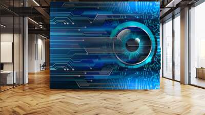 eye cyber circuit future technology concept background Wall mural