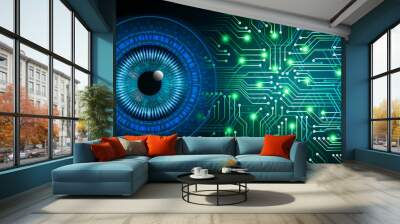 eye cyber circuit future technology concept background Wall mural