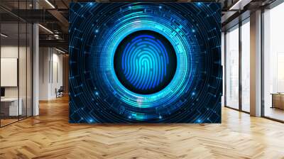 Finger print network cyber security background. Wall mural