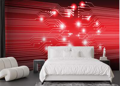 red cyber circuit future technology concept background Wall mural