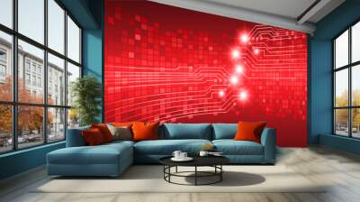 red cyber circuit future technology concept background Wall mural