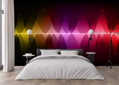 Sound waves oscillating dark blue light Wall mural