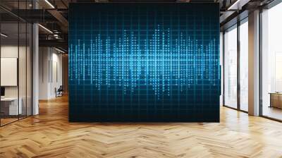 Sound waves oscillating dark blue light Wall mural