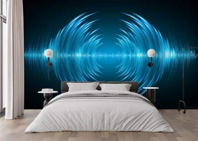 Sound waves oscillating dark light Wall mural