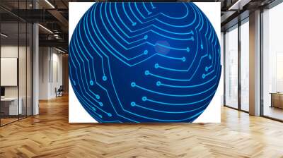 world binary circuit board future technology, blue hud cyber security concept background Wall mural