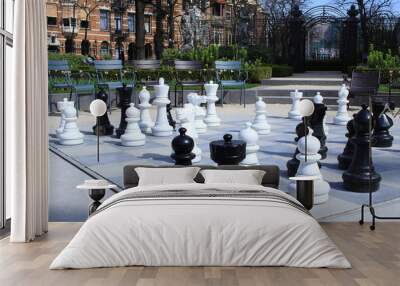 park with big chess figures Wall mural