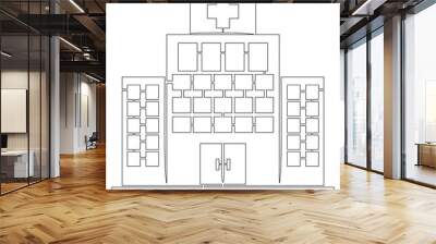 Continuous line drawing Hospital building concept Wall mural