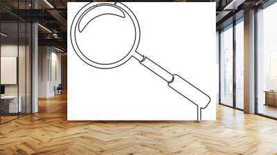 Magnifier drawn by one line Vector illustration Wall mural