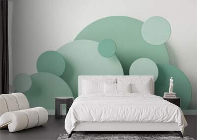 minimal scene with podium and abstract background. pastel blue and white colors scene. trendy 3d ren Wall mural