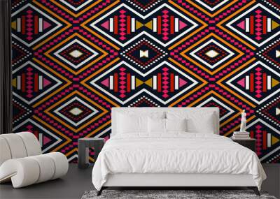 Geometric ethnic pattern traditional Design for background, carpet, wallpaper, clothing, wrapping, Batik, fabric, sarong, Embroidery vector illustration pattern. Wall mural