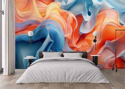 Abstract Swirling Blue and Orange Textile Wall mural