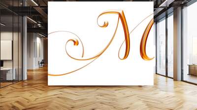 golden classic alphabet, 3d rendering, letter M Wall mural