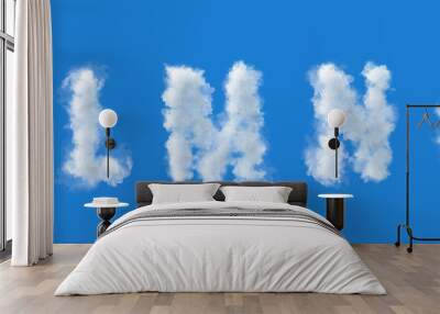 Letters made of clouds on a white background, k l m n o, uppercase fonts Wall mural