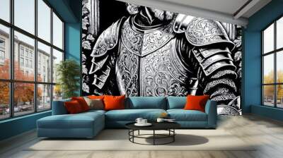 medieval knight in the garden of the castle Wall mural