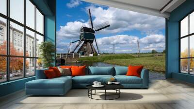 beautiful windmill landscape in the netherlands. Unesco Site. Wall mural