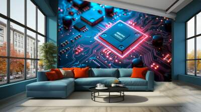 Central processing unit CPU computer server motherboard socket computer components isolated on background Wall mural