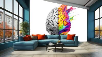 Half colourful brain | Generative AI Wall mural