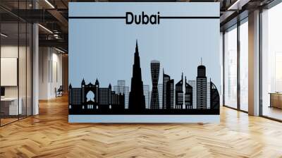 Dubai city and the skyline of Dubai And skyscrapers buildings, UAE Urban cityscape silhouette. United Arab Emirates - Vector Wall mural