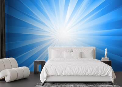 Sparkling blue rays in a straight line from the center - beautifully distributed, backgrounds, abstract  Wall mural