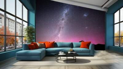 Night sky with stars and aurora in Nelson Lakes National Park, New Zealand Wall mural