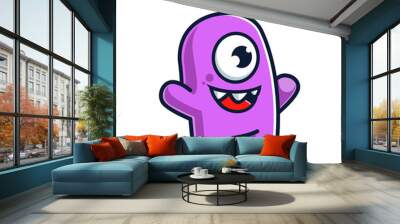 Cute cartoon monster. Illustration of funny monster creature. Halloween mascot design character Wall mural