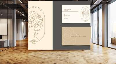 Women's beauty feminine salon logo with business card template vector Wall mural