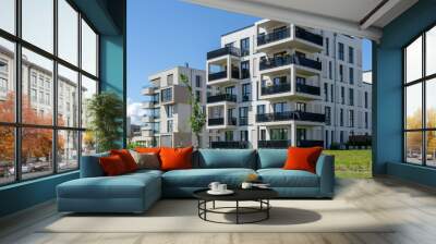 modern apartment building - blue sky Wall mural