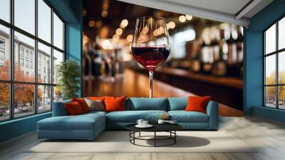 Cocktail, Wine at bar. Wall mural