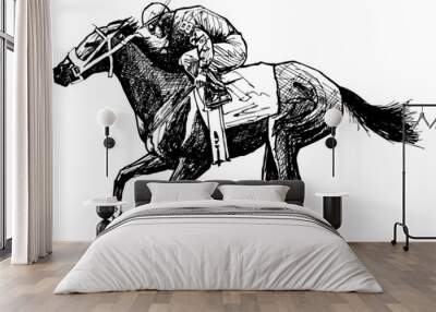 drawing of a horse and rider Wall mural