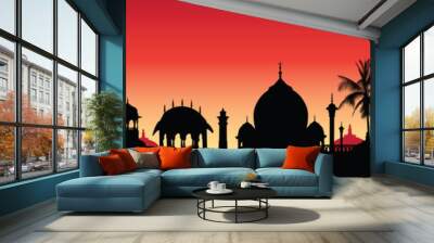 illustration of an indian architectural panorama Wall mural