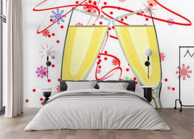 vector illustration of two glass of champagne Wall mural