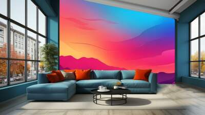 sunset over the mountains Wall mural