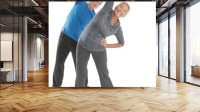 happy senior couple exercising Wall mural